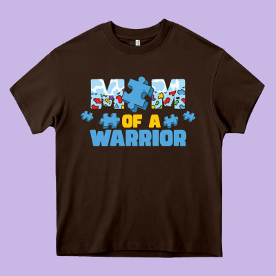 Lil Autism Mom Heavy Core Tee Designed By Cowhidedigitalart
