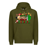 Army Green christmas educator pencil Premium Hoodie - FaDigitalArtStudio
