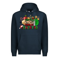 Navy christmas educator pencil Premium Hoodie - FaDigitalArtStudio