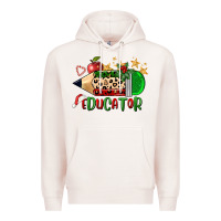 Pale Pink christmas educator pencil Premium Hoodie - FaDigitalArtStudio