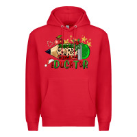 Red christmas educator pencil Premium Hoodie - FaDigitalArtStudio