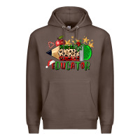 Coffee christmas educator pencil Premium Hoodie - FaDigitalArtStudio