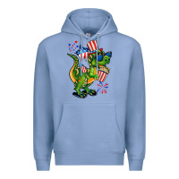 Colony Blue 4th of July T-Rex Premium Hoodie - CowGirlArtShop