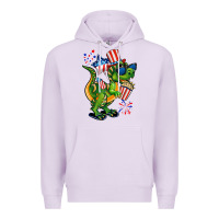 Lilac 4th of July T-Rex Premium Hoodie - CowGirlArtShop