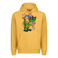 Mustard 4th of July T-Rex Premium Hoodie - CowGirlArtShop