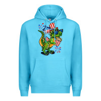 Ocean Blue 4th of July T-Rex Premium Hoodie - CowGirlArtShop