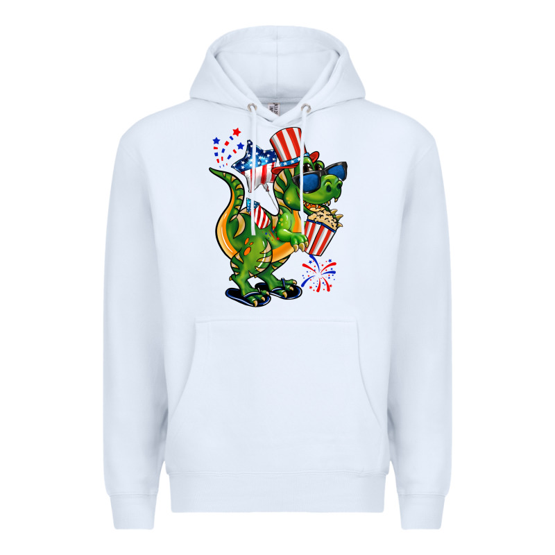 4th Of July T-rex Premium Hoodie by CowGirlArtShop | Teevron