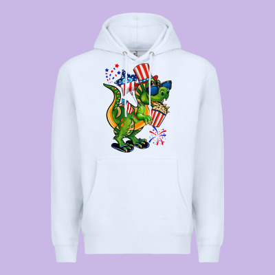 4th Of July T-rex Premium Hoodie Designed By Cowgirlartshop