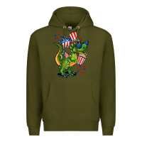 Army Green 4th of July T-Rex Premium Hoodie - CowGirlArtShop