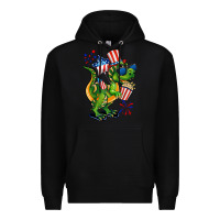 Black 4th of July T-Rex Premium Hoodie - CowGirlArtShop