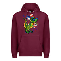 Burgundy 4th of July T-Rex Premium Hoodie - CowGirlArtShop
