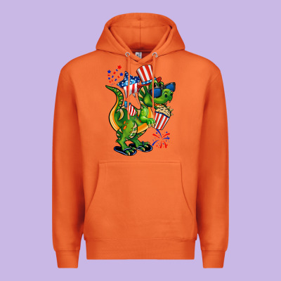 4th Of July T-rex Premium Hoodie Designed By Cowgirlartshop