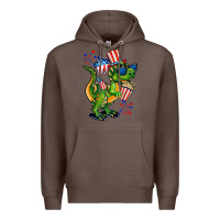 Coffee 4th of July T-Rex Premium Hoodie - CowGirlArtShop