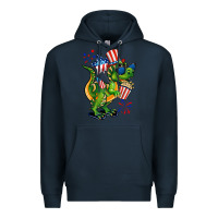 Navy 4th of July T-Rex Premium Hoodie - CowGirlArtShop