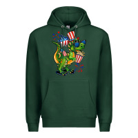 Sports Green 4th of July T-Rex Premium Hoodie - CowGirlArtShop