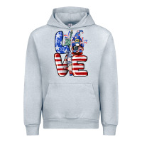 Heather Grey Love 4th of July with gnomes 4th of july Urban Hoodie - CowGirlArtShop