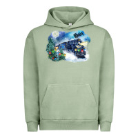Pigment Oil Green polar express winter Urban Hoodie - FaDigitalArtStudio