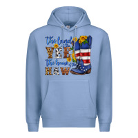Colony Blue the land of the yee the home of the haw Premium Hoodie - HRA Design Shop