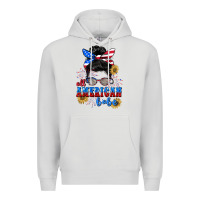 Dove Grey All American Babe 4th of July Premium Hoodie - CowGirlArtShop