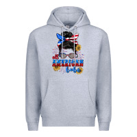 Heather Grey All American Babe 4th of July Premium Hoodie - CowGirlArtShop
