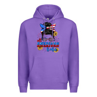 Purple All American Babe 4th of July Premium Hoodie - CowGirlArtShop