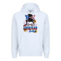 White All American Babe 4th of July Premium Hoodie - CowGirlArtShop