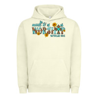 Pigment Pistachio made to worship with sunflowers Urban Hoodie - HRA Design Shop