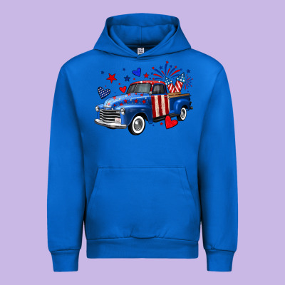 4th Of July American Flag Truck Urban Hoodie Designed By Neo Western