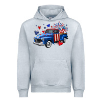 Heather Grey 4th of July American flag truck Urban Hoodie - Neo Western