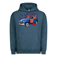 Pigment Midnight Navy 4th of July American flag truck Urban Hoodie - Neo Western