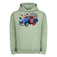 Pigment Oil Green 4th of July American flag truck Urban Hoodie - Neo Western