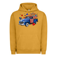 Pigment Peanut Butter 4th of July American flag truck Urban Hoodie - Neo Western