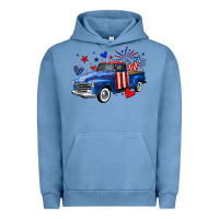 Pigment Pebble Blue 4th of July American flag truck Urban Hoodie - Neo Western