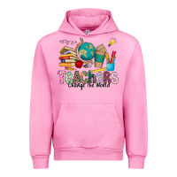 Fuchsia Pink Teachers Change The World Urban Hoodie - CowhideDigitalArt