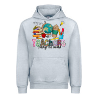 Heather Grey Teachers Change The World Urban Hoodie - CowhideDigitalArt
