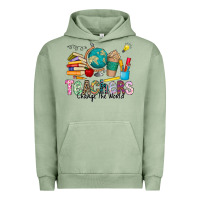 Pigment Oil Green Teachers Change The World Urban Hoodie - CowhideDigitalArt