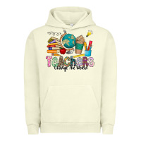 Pigment Pistachio Teachers Change The World Urban Hoodie - CowhideDigitalArt