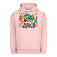 Pigment Salmon Teachers Change The World Urban Hoodie - CowhideDigitalArt