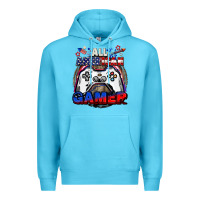 Ocean Blue All American gamer 4th of july Premium Hoodie - CowGirlArtShop