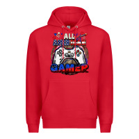 Red All American gamer 4th of july Premium Hoodie - CowGirlArtShop