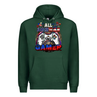 Sports Green All American gamer 4th of july Premium Hoodie - CowGirlArtShop