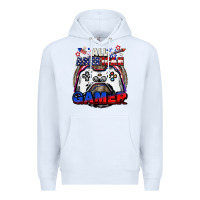 White All American gamer 4th of july Premium Hoodie - CowGirlArtShop