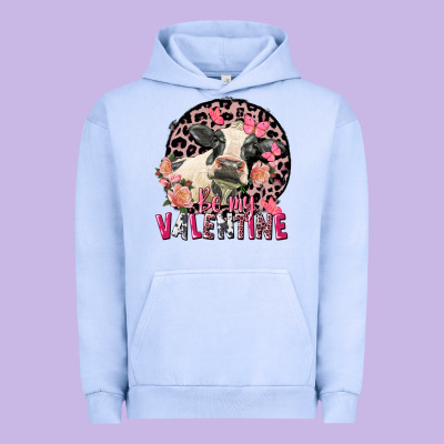 Be My Valentine Holstein Cow Valentine's Day Urban Hoodie Designed By Fadigitalartstudio