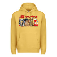 Antique Gold All American girl with cowgirl Premium Hoodie - Neo Western