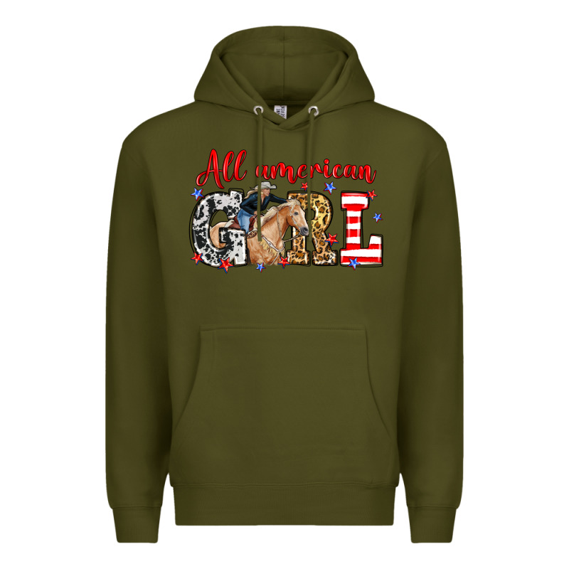 All American Girl With Cowgirl Premium Hoodie by Neo Western | Teevron