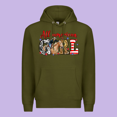 All American Girl With Cowgirl Premium Hoodie Designed By Neo Western
