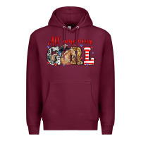 Burgundy All American girl with cowgirl Premium Hoodie - Neo Western