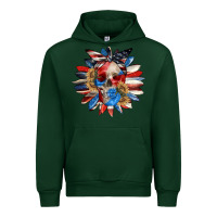Forest Green 4th of July sunflower skull 4th of july Urban Hoodie - CowGirlArtShop