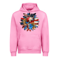Fuchsia Pink 4th of July sunflower skull 4th of july Urban Hoodie - CowGirlArtShop