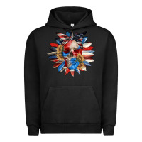 Pigment Black 4th of July sunflower skull 4th of july Urban Hoodie - CowGirlArtShop